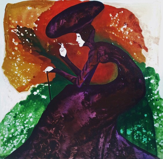 rokende elegante vrouw