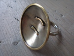 alpaca ring met messing rand en messing hart