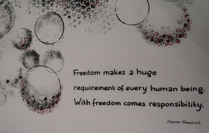 


Freedom makes a huge 
requirement of every human being.
With freedom comes responsibility

De woorden van Eleanor Roosefelt zie ik als een verplichting bij de keuzes die ik maak in mijn werk als hoedenontwerper, leerkracht en privé. 
Ik wil schone en eerlijke materialen gebruiken en ze duurzaam verwerken.
Voor onze kleding worden wereldwijd mensen uitgebuit en mensenrechten geschonden. Dat moet en kan anders!





