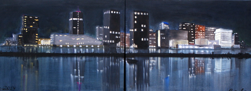 Almerecity skyline by night