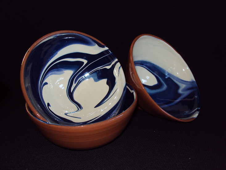 schaal marmer blauw-wit