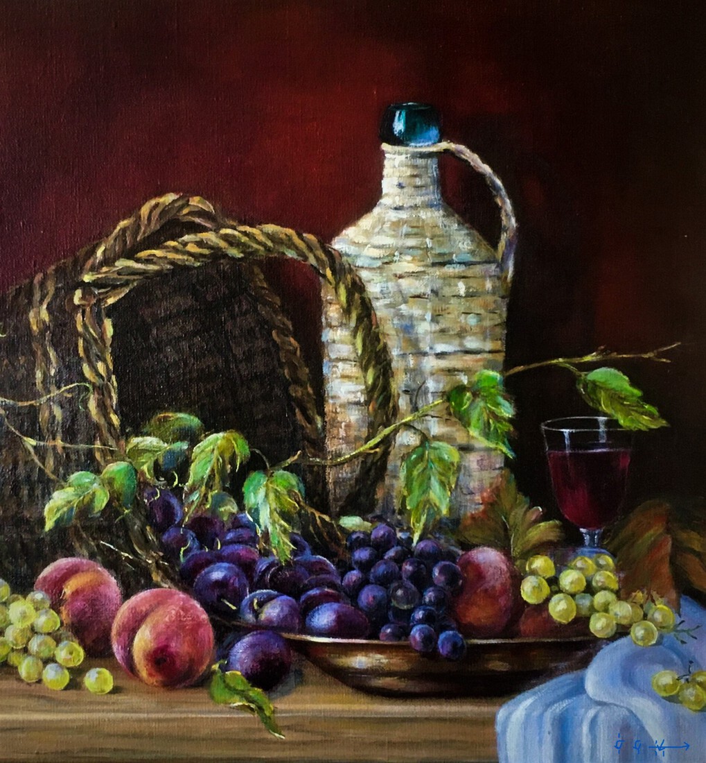 Stilleven met fruitmand 