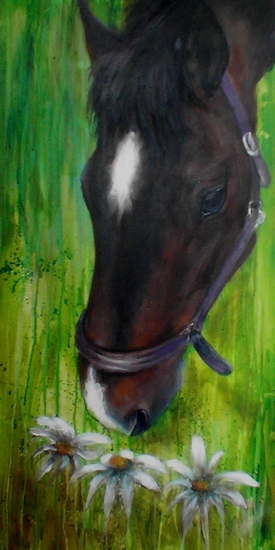 Hors with the flowers.