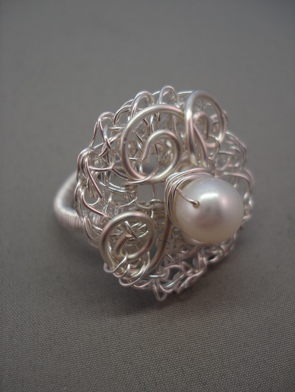 Ring zilver en zoetwater parel