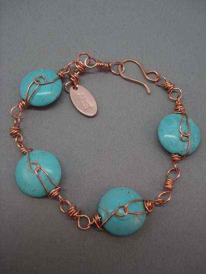 Armband howliet en rood koper