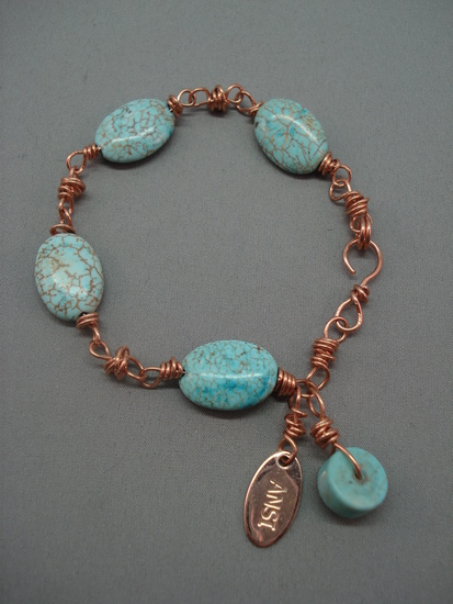 Armband howliet en rood koper