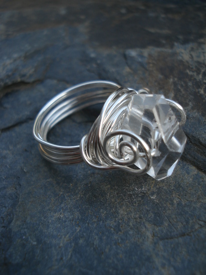 Ring zilver met bergkristal