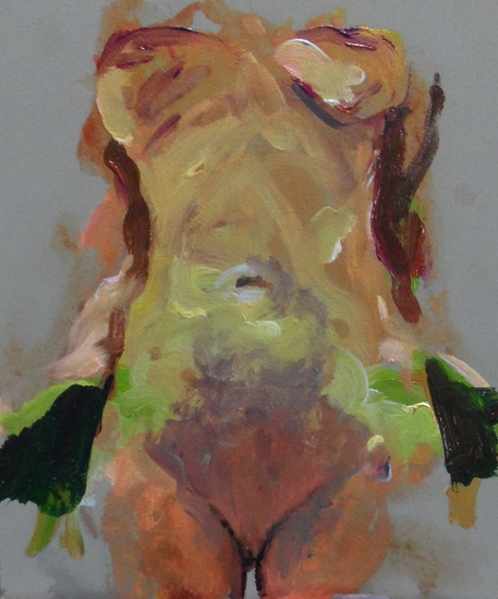 klein naakt, groene buik