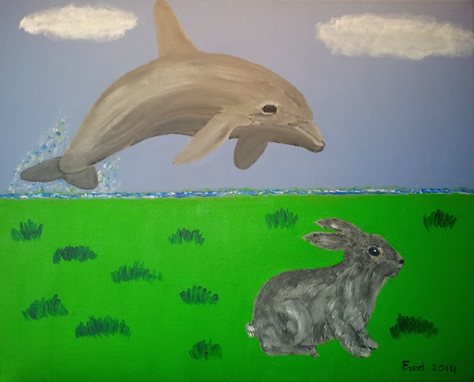Dolfijn en konijn