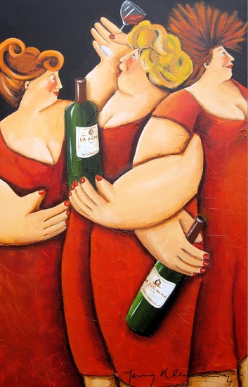 3 dames met wijnglas