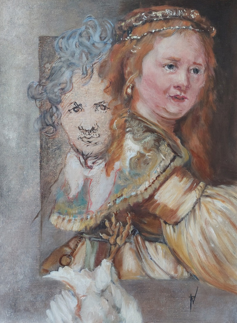 Rembrandt van tekening met meisje uit de Nachtwacht naar aanleiding van een wedstrijd