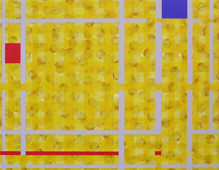 Compositie nr. 186 in geel met ontbrekende lijn.