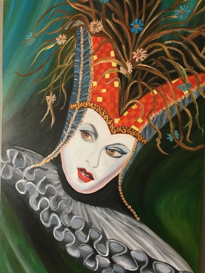 Gezicht vrouw met bloemen 