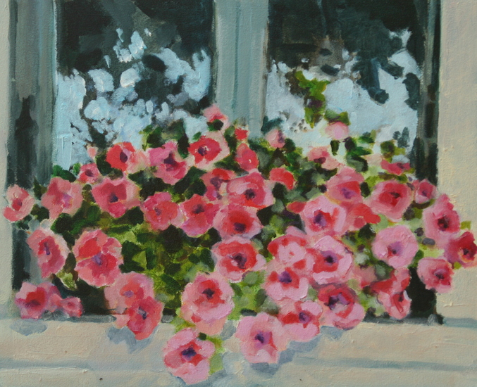 Kreta: petunia's in de vensterbank