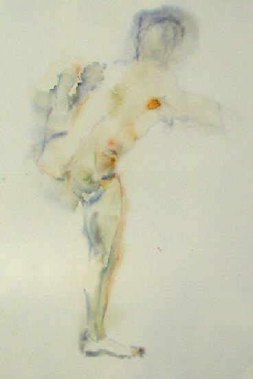 man met been naar voren