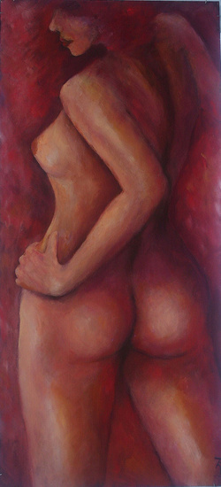 Donkerrood naakt