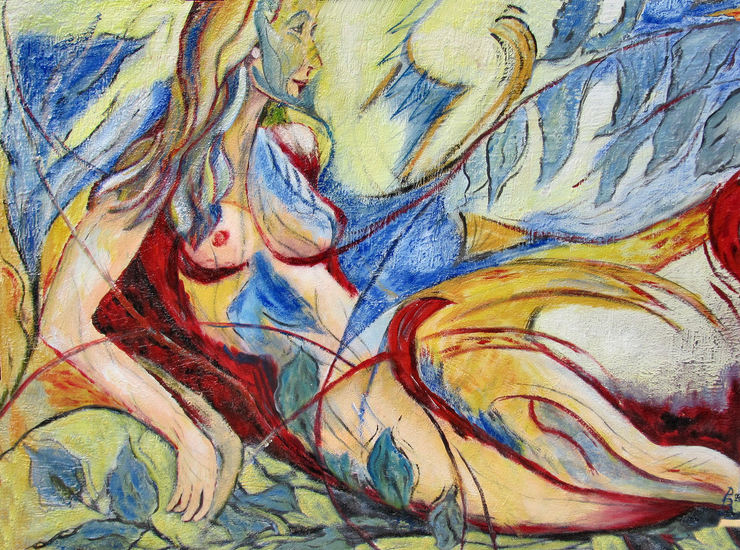 Rustende vrouw onder een boom