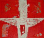 Schilderijen met veel relief door bijv: onderliggende kit ;plamuur,; etc., op acrylbasis geschilderd op mdf. panelen