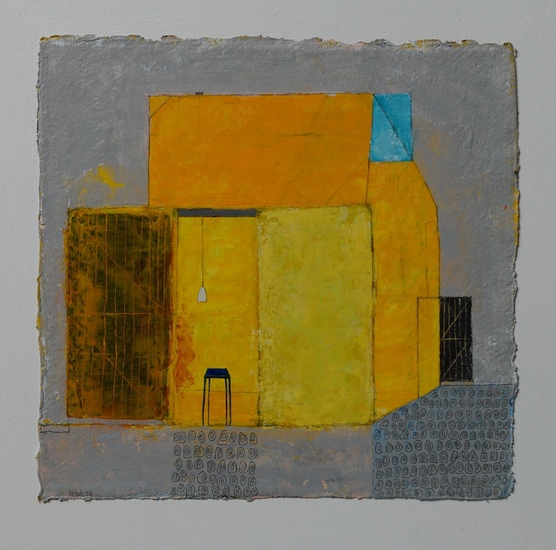 Blauw tafeltje in de schuur (verkocht)