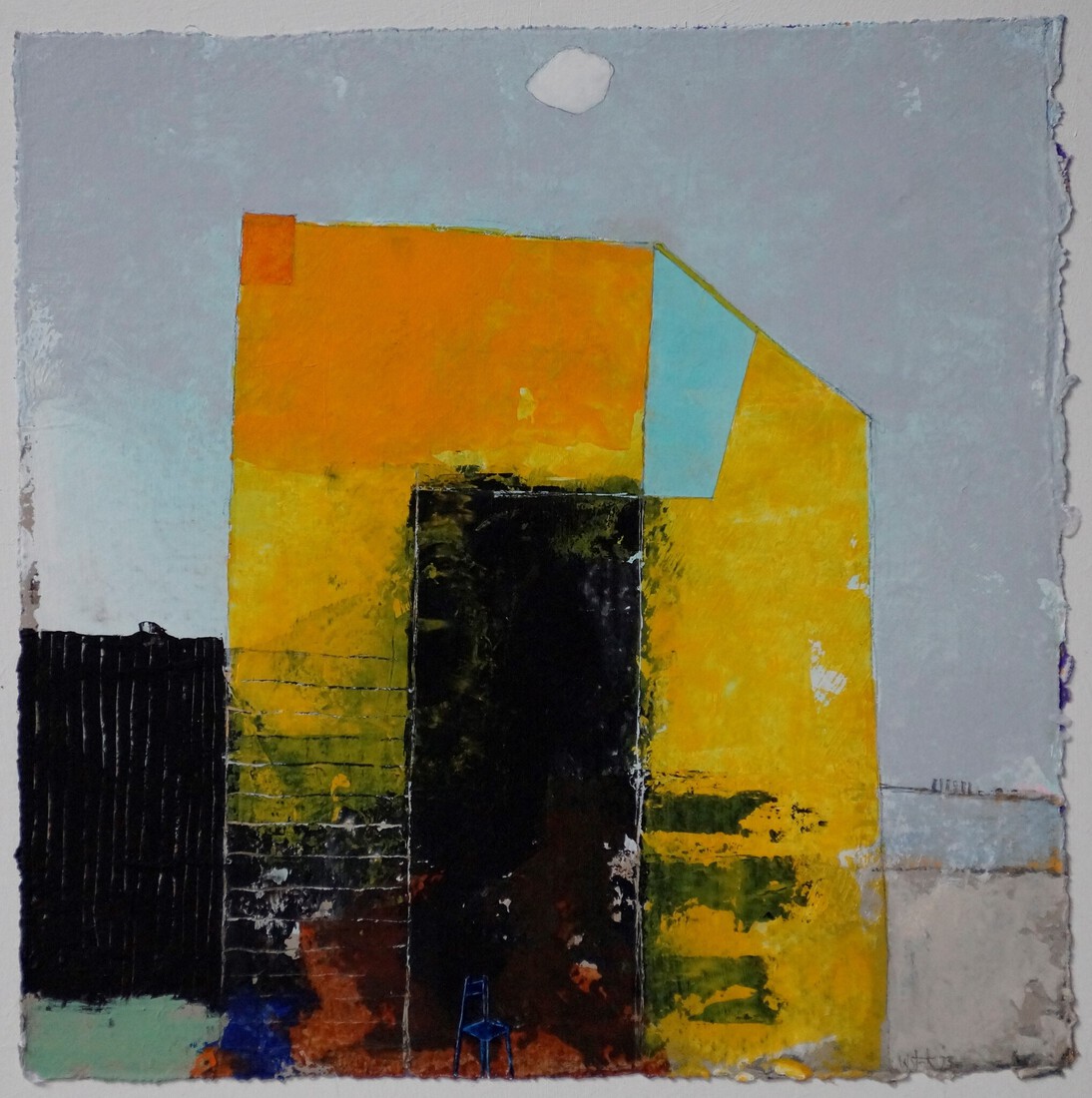 Blauw Stoeltje in de schuur (verkocht)