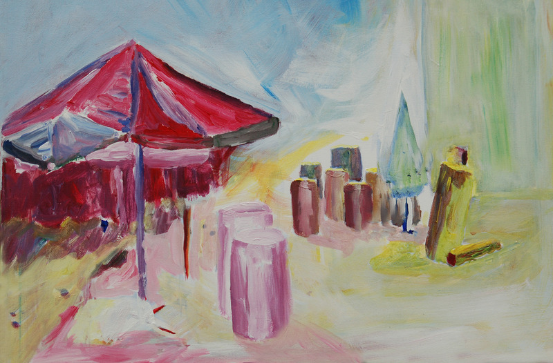 grange des sculpteurs, des parapluies