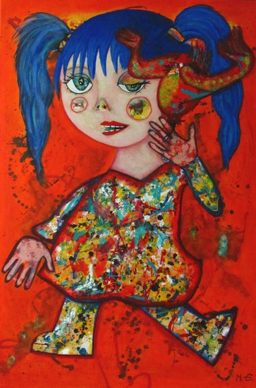 Ragazza con gallo cattivo (sold)