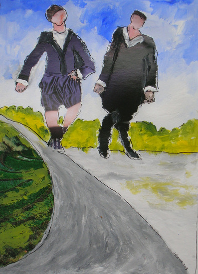 met knikkende knieën