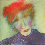 Serie van 6 koppen op mdf-paneeltjes met lijstjes aan de achterkant. ik heb laag over laag gewerkt tot zich als vanzelf patronen vormen. Deze heb ik verder uitgewerkt.