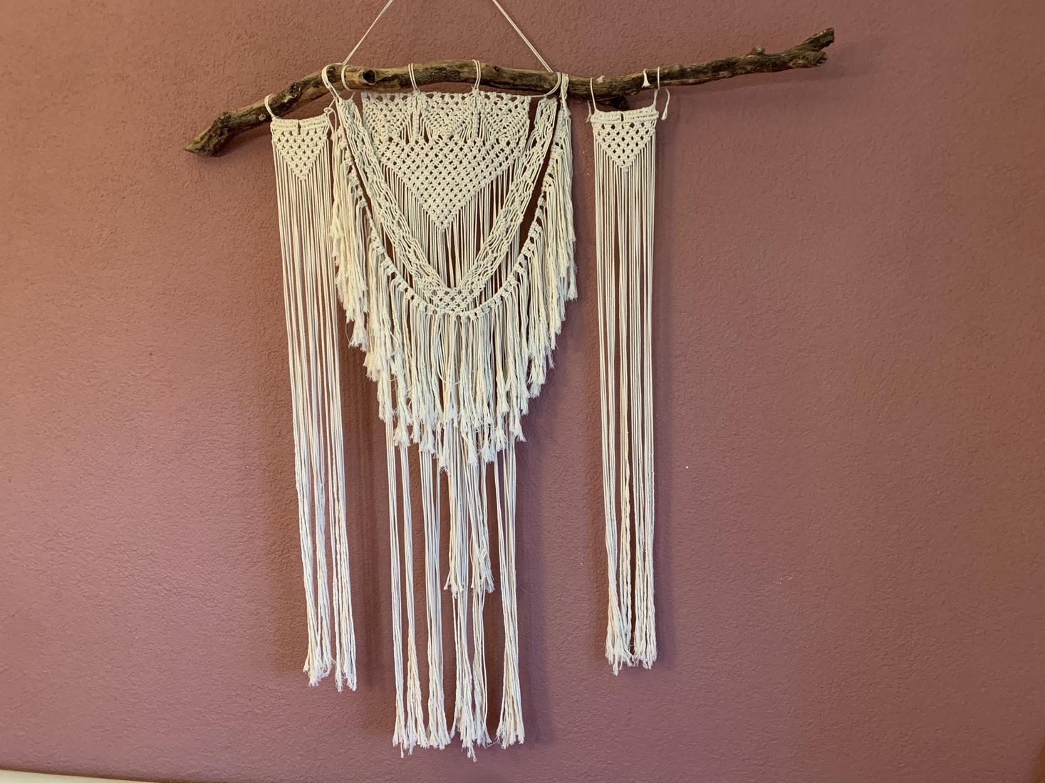 Macramé wandkleed beige katoen