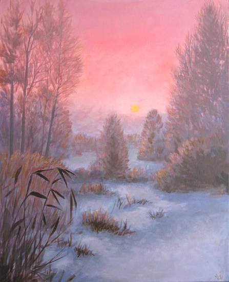 Sneeuwlandschap in de avond