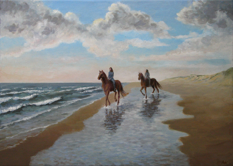 2 ruiters op het strand
