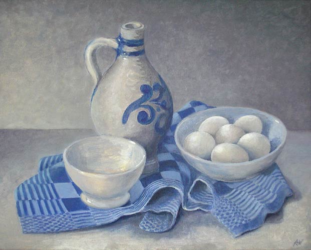 blauwe doek en eieren