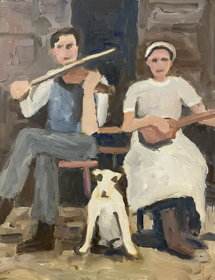 couple with dog