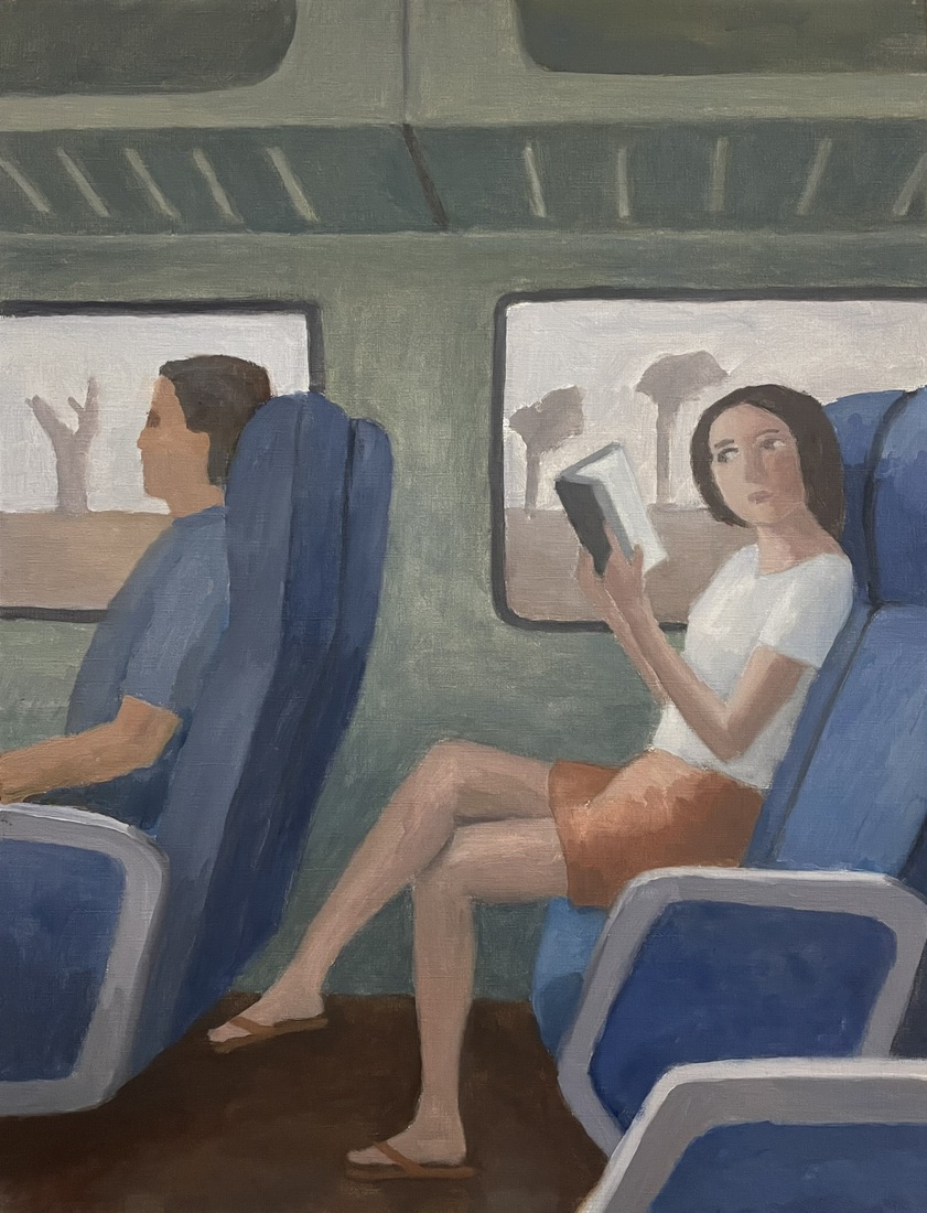 Katia reading on the train