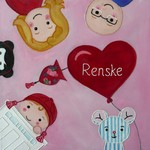 figuratieve kinder-/geboorteschilderijen met eventueel de naam van het kindje erop. Voor de schilderijen gebruik ik speciale materialen om een 3-d effect te creëren.