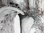Grote, vaak monumentale tekeningen met houtskool, acryl of oostindische inkt.