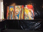 zondagmiddag 11april 2010 Jan Sikkens en Theo Briggeman schilderen in Galerie Kobalt te Culemborg. Inspiratiebron is de prachtige muziek van Johan Sebastiaan Bach, de Hohe Messe