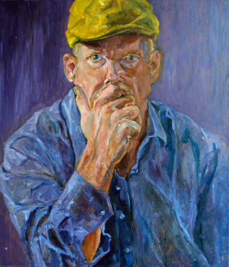 zelfportret in paars