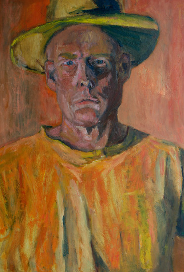 Selfie in oranje met hoed