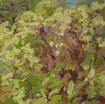 Veel van het abstracte werk komt ook voort uit het landschap en de waarneming van de structuren en kleuren hierin. (Het zijn dus net zo goed landschappen)