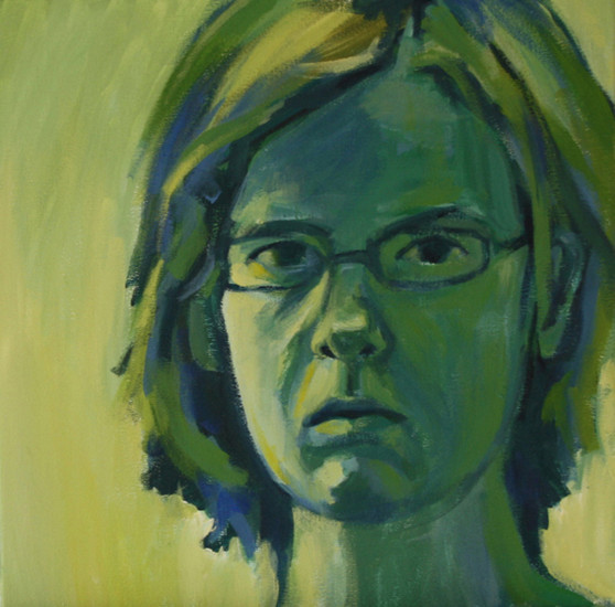Zelfportret in groen en blauw