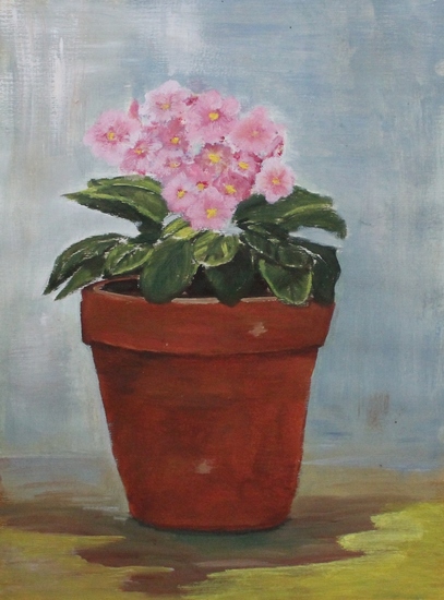 Bloemetje in grote pot