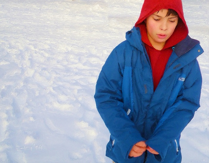 Omar in de sneeuw