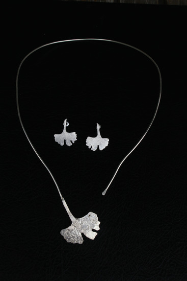 Ginkgo spang en oorbellen