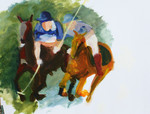 Paarden in acryl, conte en aquarel