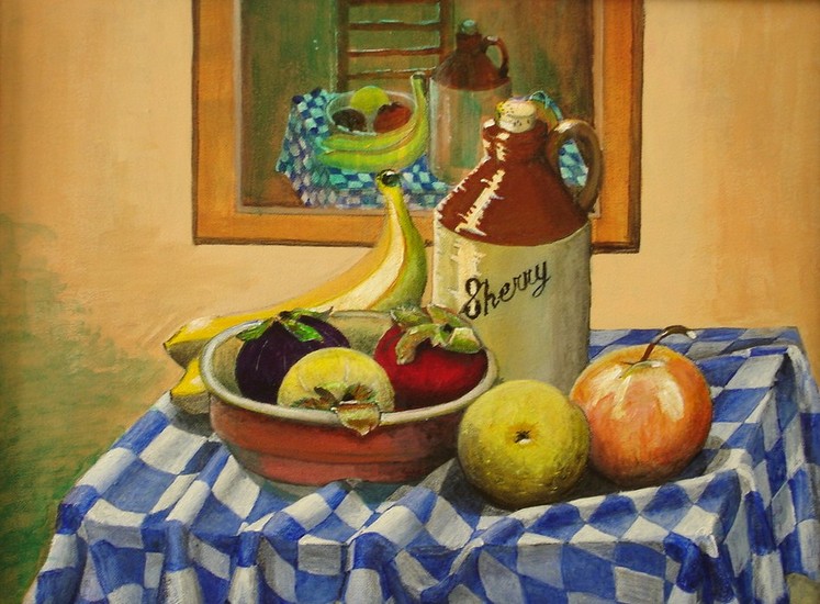 Fruitschaal op handdoek