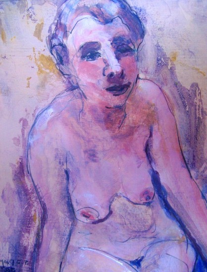 naakt zittend vooroverleunend -72