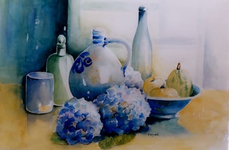 Hortensia'sen blauwe potten