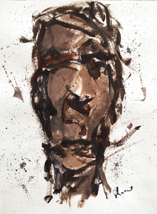 Figuratief abstract expressionisme olieverf op papier