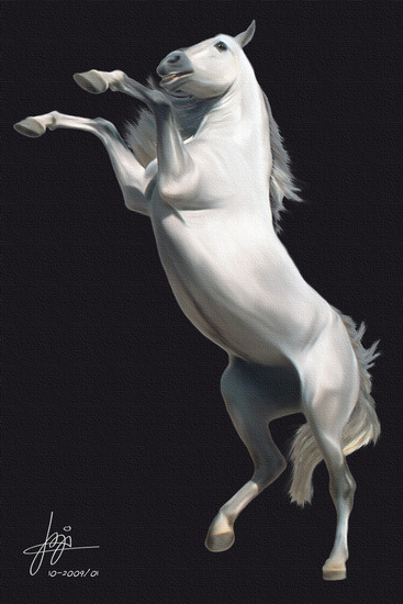 stijgerend wit paard